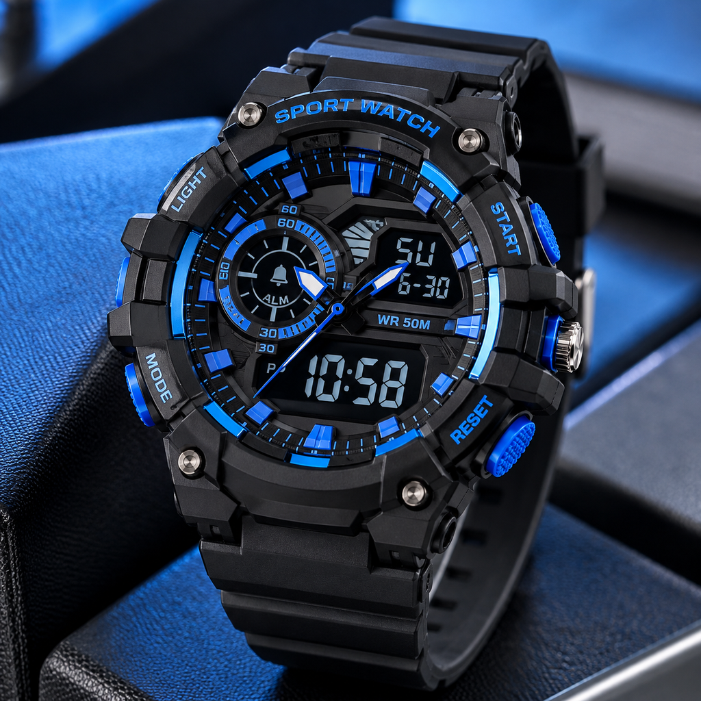 Digital Sport Watch – Modern Dual Display in Multiple Colors